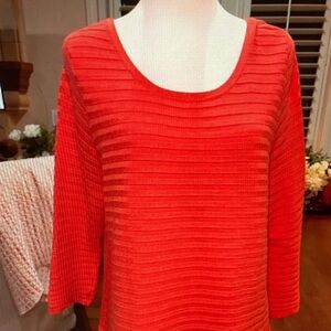 Lane Bryant Bright Red Ribbed Scoop Neck Sweater